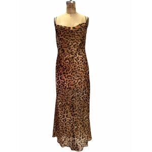 Victoria Secret Leopard Print Slip Dress - Brown & Black Size L
